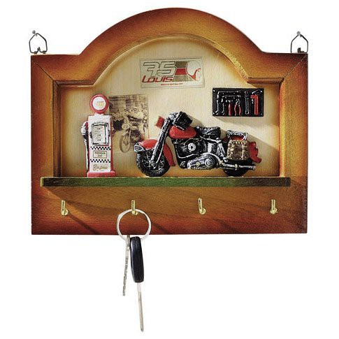 【德國Louis】摩托車主題鑰匙架 復古造型木質掛物架飾品掛勾金屬掛鉤古典裝飾牌房間掛飾機車騎士最佳禮品10014284