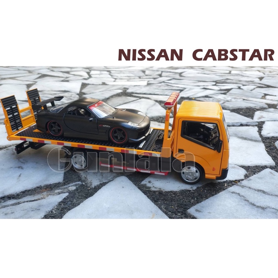 日產 Nissan Cabstar 1:32模型 勁勇超級三噸半貨卡 拖吊卡車 迴力聲光 貨車 拖板車 道路救援拖車
