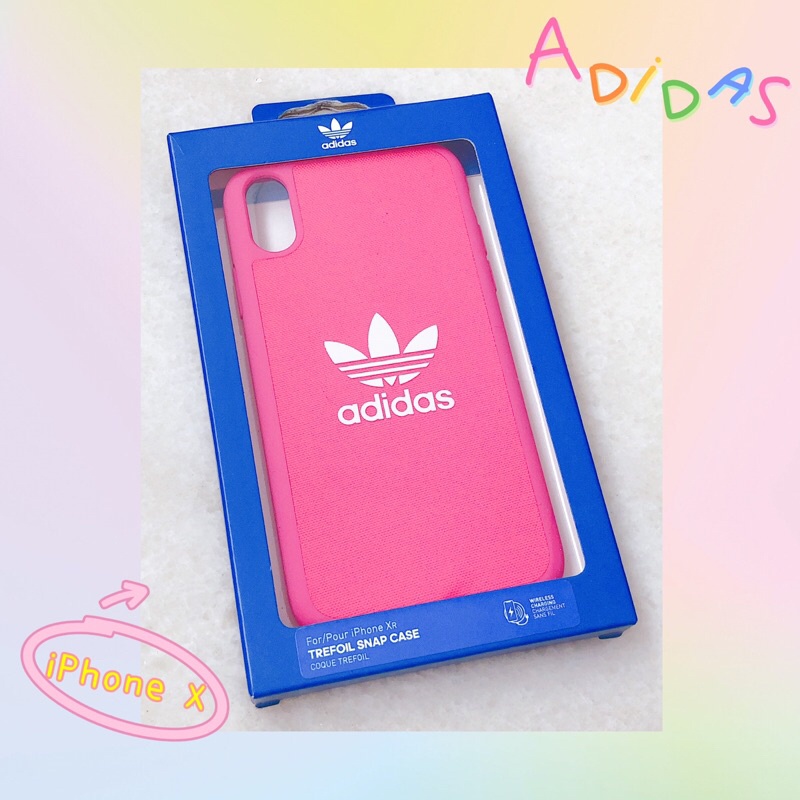 ⚡️滿額免運🛍⧖愛迪達Adidas⧖經典桃粉 Logo IPhone X 手機殼 CL4886（ 全新 ）+ 🎁禮物2件