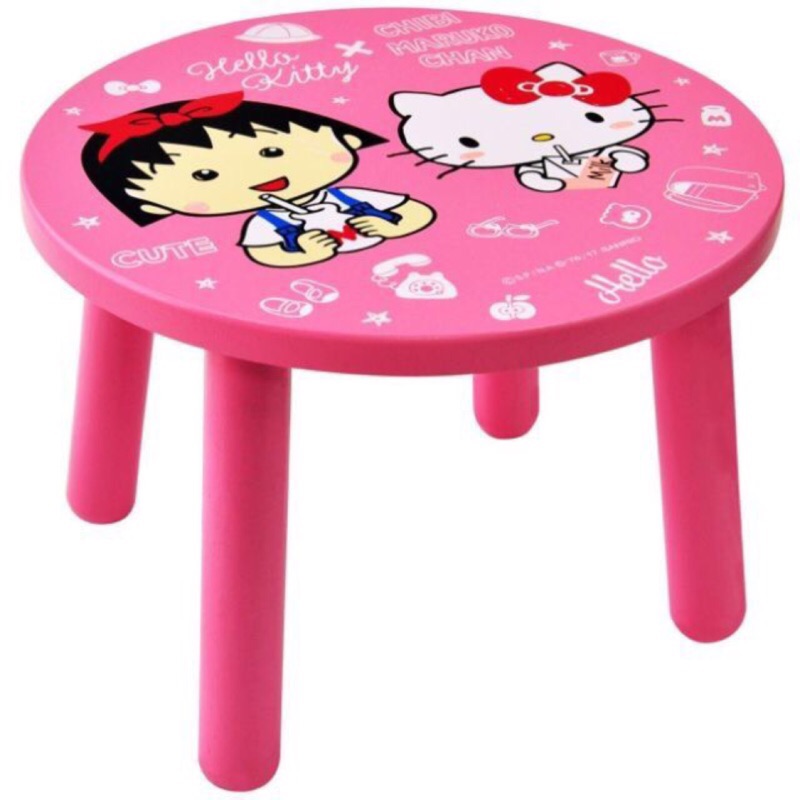 正版授權 KT-630002 Hello Kitty &amp; 小丸子 矮凳 圓椅 木製椅 沙發矮凳 卡通椅