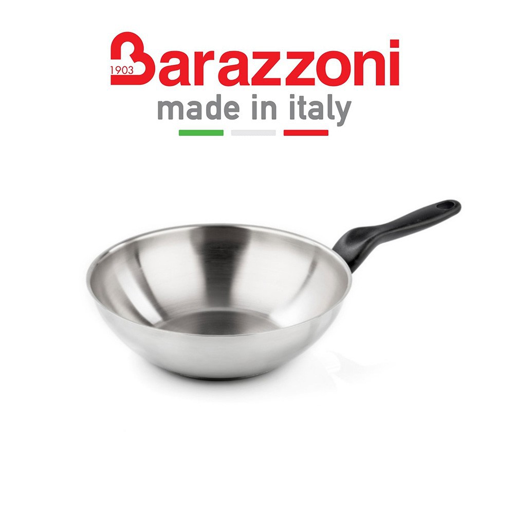義大利BARAZZONI巴拉佐尼 無氧系列 28cm 不鏽鋼 深煎炒鍋 278109728 現貨 廠商直送