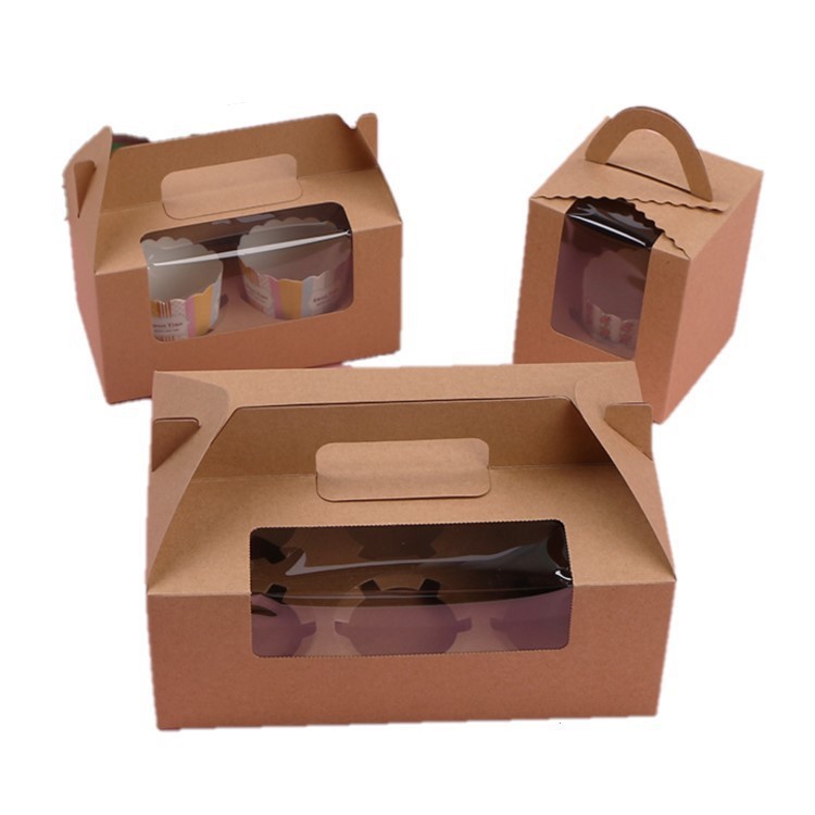 【SPTOOL】牛皮提盒 烘焙紙盒 卡紙 手提式盒子 馬芬盒 蛋糕 蛋撻 紙杯 蛋糕盒 杯子蛋糕 開窗 禮物 手提盒