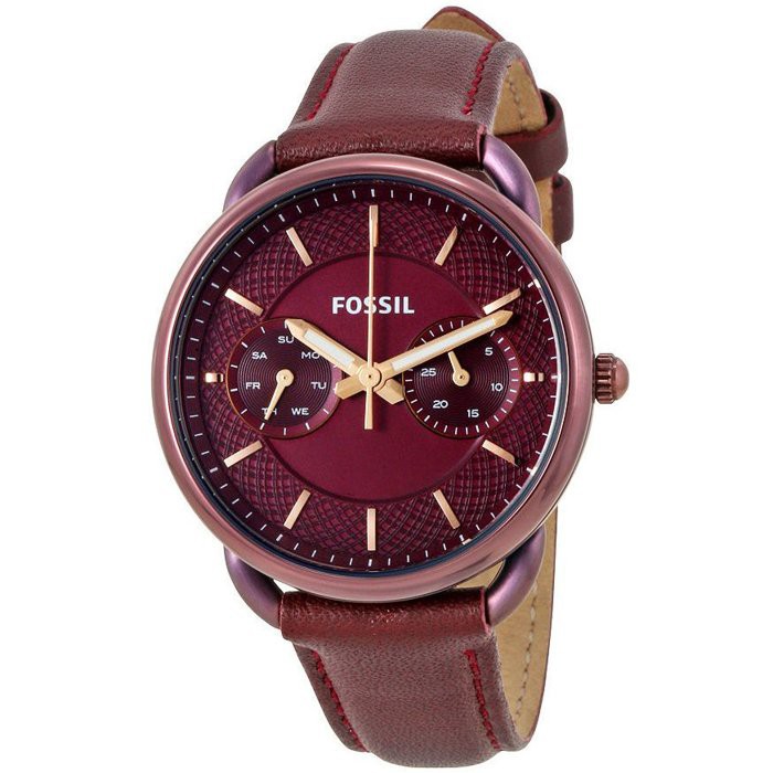 FOSSIL ES4121 手錶 Tailor 35mm 皮革錶帶 葡萄酒紅 女錶