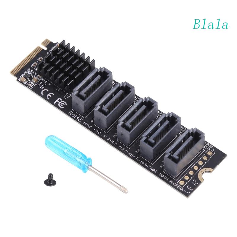 Blala M.2 (PCIe 3.0) 至 5 端口 SATA 3.0 6G SSD 適配器 JMB585 支持 PM