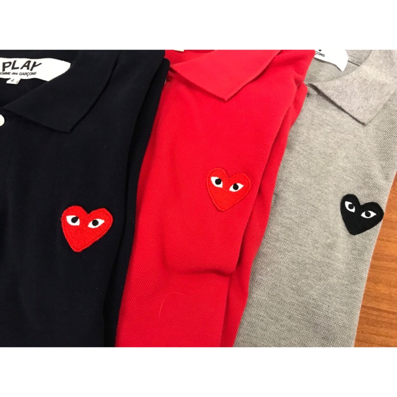 COMME des GARCONS CDG 川久保玲 POLO TEE 灰底黑心 2手 L號
