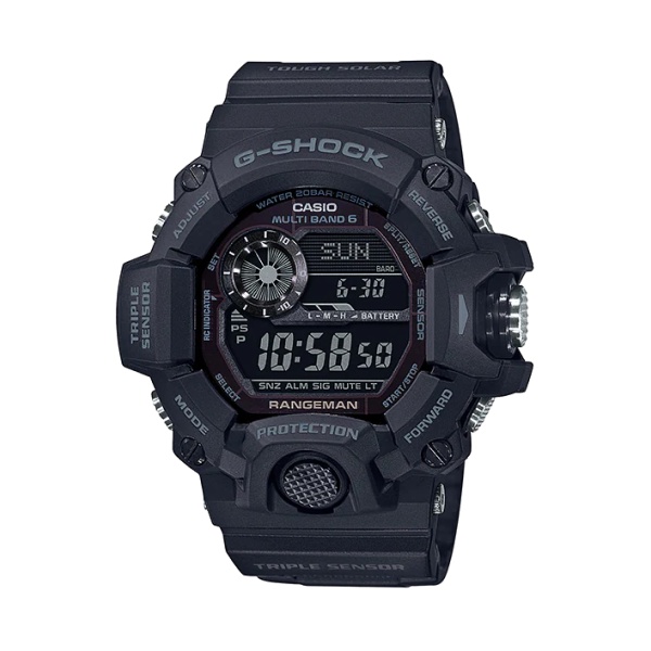 【CASIO G-SHOCK】太陽能迷霧黑底反轉氣壓溫度運動腕錶-黑 GW-9400-1B