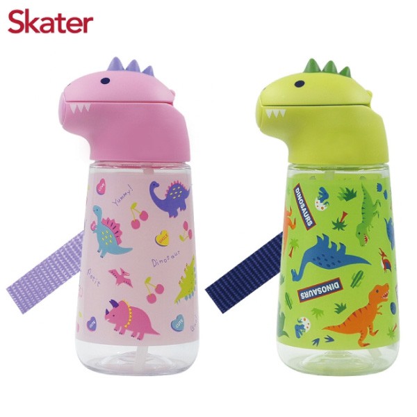 Skater 恐龍吸管水壺(420ml)-綠色/粉色【佳兒園婦幼館】