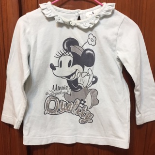 台灣製MIT奇哥灰藍色米妮Minnie Disney 長袖上衣T恤
