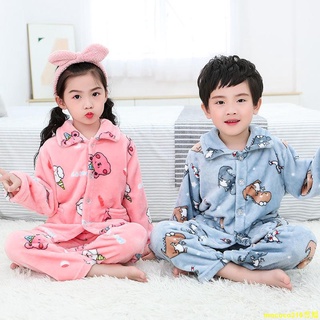 免運❤小男孩睡衣居家服 秋冬季珊瑚絨兒童睡衣女童男童套裝小孩法蘭絨寶寶女孩長袖家居服mococo319