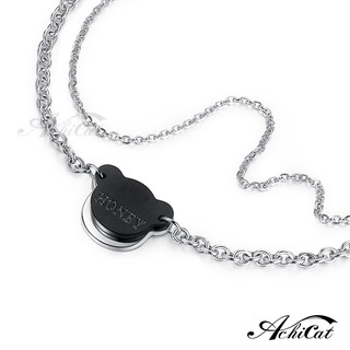 AchiCat．小熊手鍊．白鋼．幸福時刻．客製化刻字．H5061