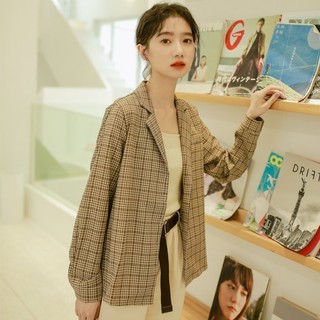 ＳｅｙｅＳ 現貨! 時尚復古率性優雅簡約英倫格紋西裝外套