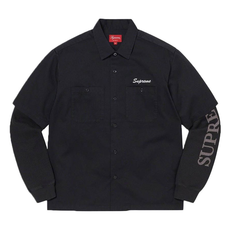 SUPREME FW21 THERMAL WORK SHIRT 假兩件式 工作襯衫 (BLACK 黑色) 化學原宿