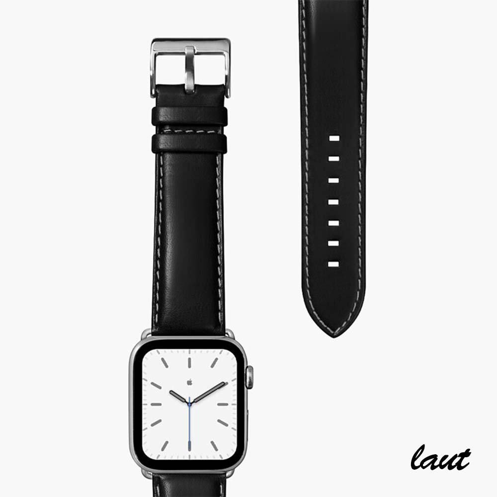 LAUT︱經典牛津皮革 Apple Watch錶帶 - 烏鵲黑