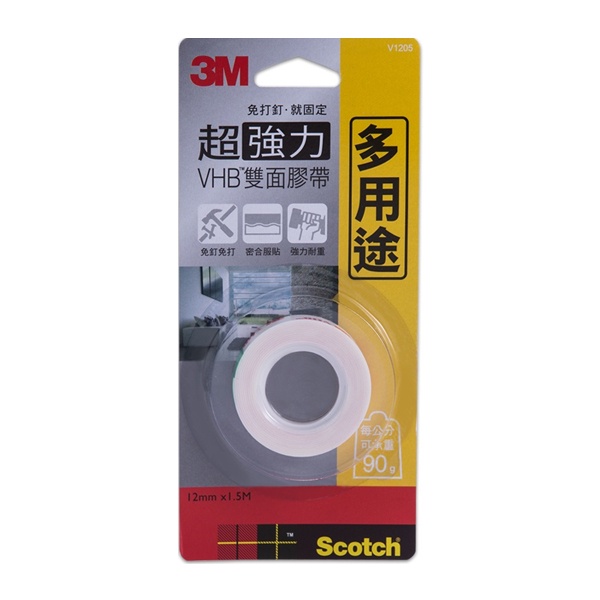 3M Scotch  多用途專用超強力雙面膠帶 (V1205/V1805)【久大文具】