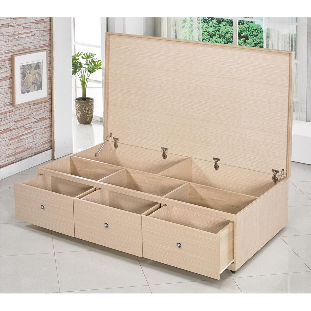 【板橋區家具】，S390-1 白橡色3.5尺功能收納床底(6分木心板)抽屜+掀床，大台北都會區免運費