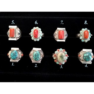 [收藏等級]西藏尼泊爾天然綠松石+紅珊瑚藏銀戒子