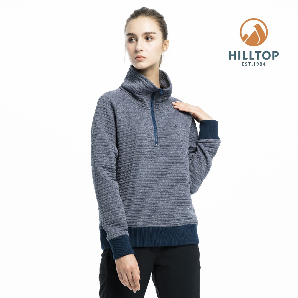 【Hilltop山頂鳥】 女款保暖半開襟刷毛上衣 H51FJ3 - 藍
