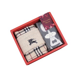 毛巾伴郎禮盒／Burberry 毛巾 開瓶器 提袋 交換禮物【B&B幸福雜貨】
