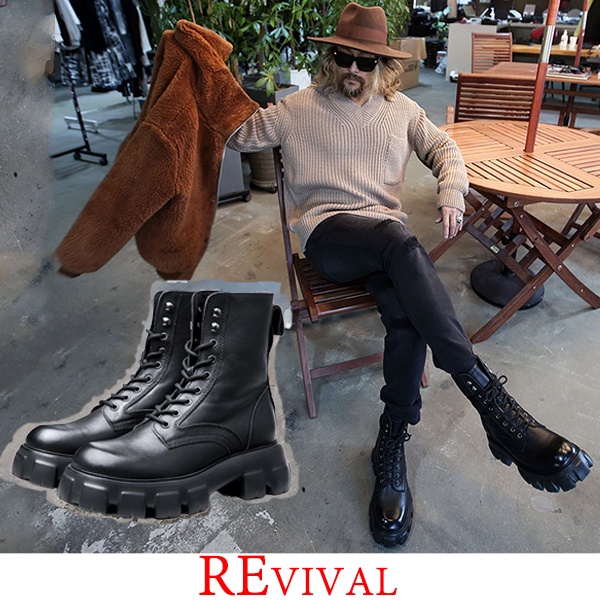 Revival 韓國代購鋸齒靴軍靴blackicon 男靴厚底靴馬丁8109 蝦皮購物