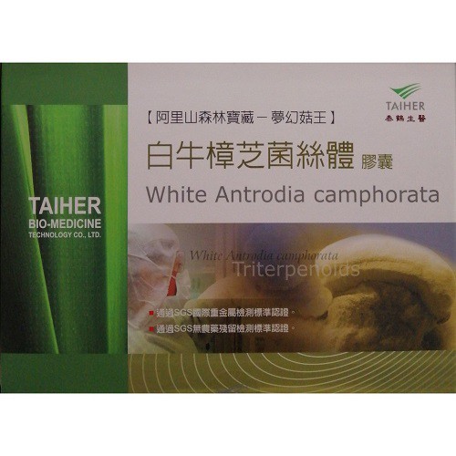 泰鶴TAIHER 白牛樟芝菌絲體膠囊 0.5gx100粒/盒