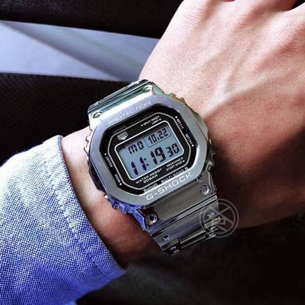卡西歐Casio G-SHOCK 金屬進化復古小銀塊小銀磚防震防水運動手錶小方塊 