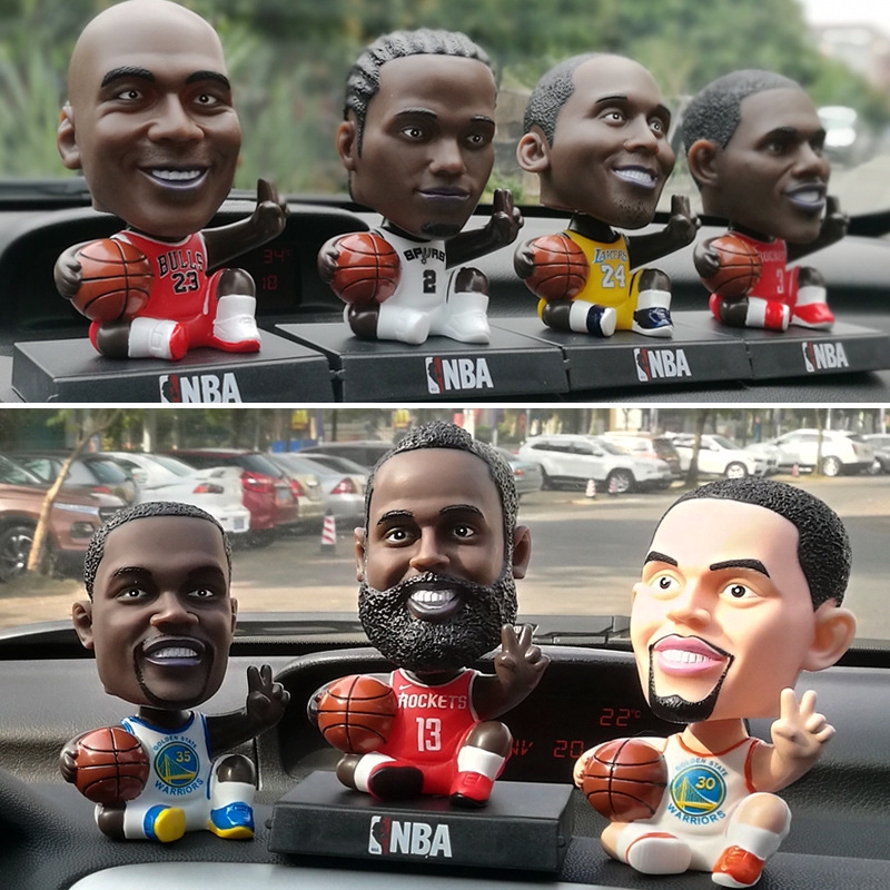 Q版NBA藍球星足球明星梅西庫裡搖頭公仔汽車擺件車內飾品車載用品
