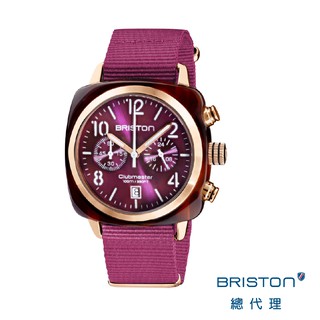 BRISTON 手工方糖錶 折射光感 優雅紫 玫瑰金框 雙眼 方糖錶 玳瑁琥珀框 時尚百搭 女錶 手錶 男錶 6294