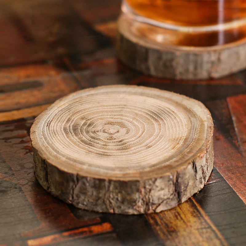 實木杯墊 圓形天然木樁 隔熱墊餐桌墊防滑墊 創意雞尾酒裝飾墊