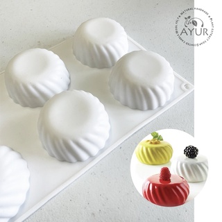 【AYUR】6連模 螺旋扁圓 食品級矽膠模具/冰塊模/手工皂模/蠟燭模/立體模/法式慕斯模/巧克力模