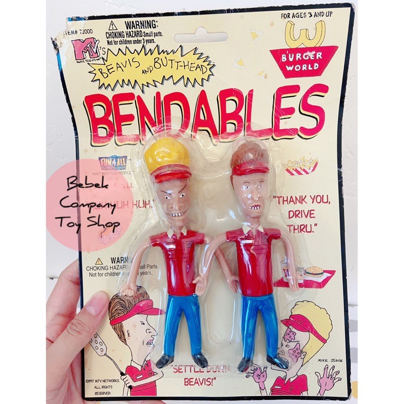 美國古董玩具 1997年 癟四與大頭蛋 beavis and butthead MTV 可彎人偶 公仔 絕版 全新未拆