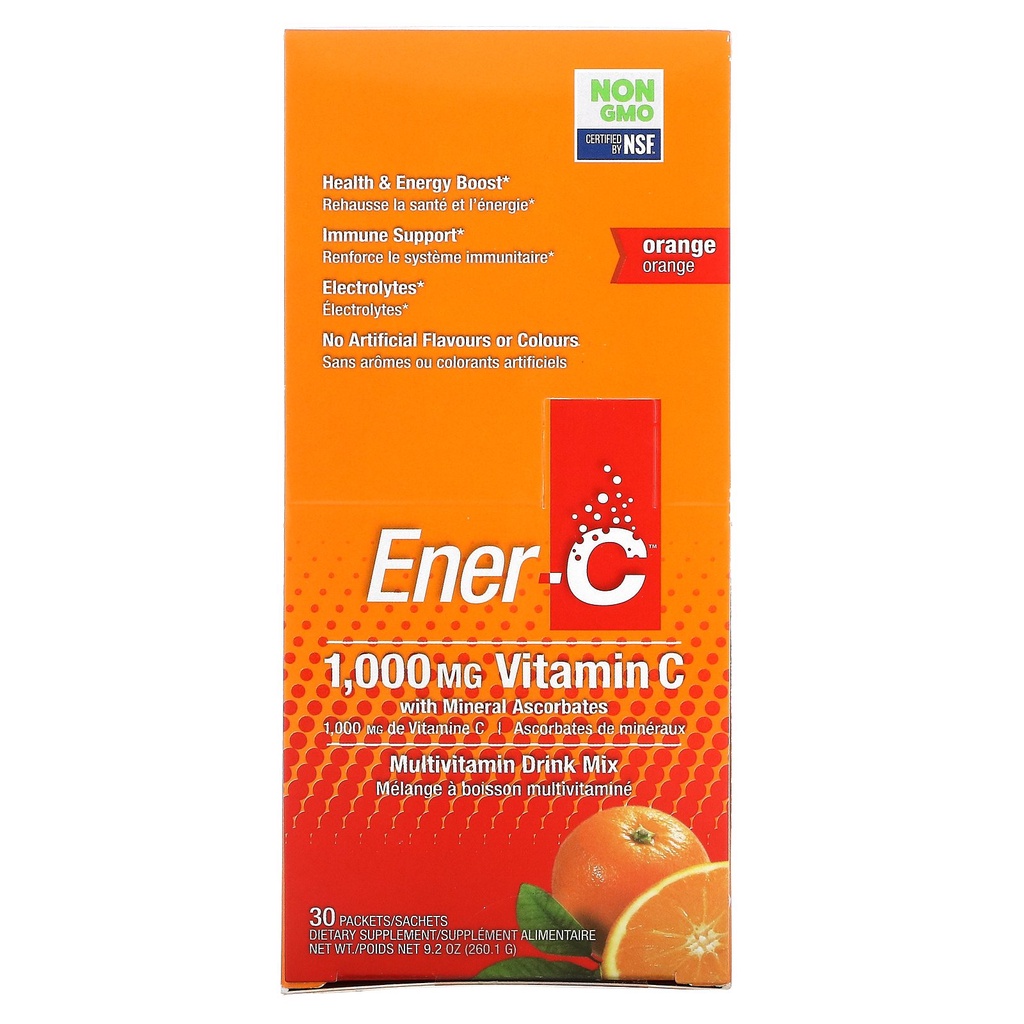 【打疫苗必備】Ener-C維生素C複合維生素飲品柳丁味1,000 毫克2盒(59包)素食可