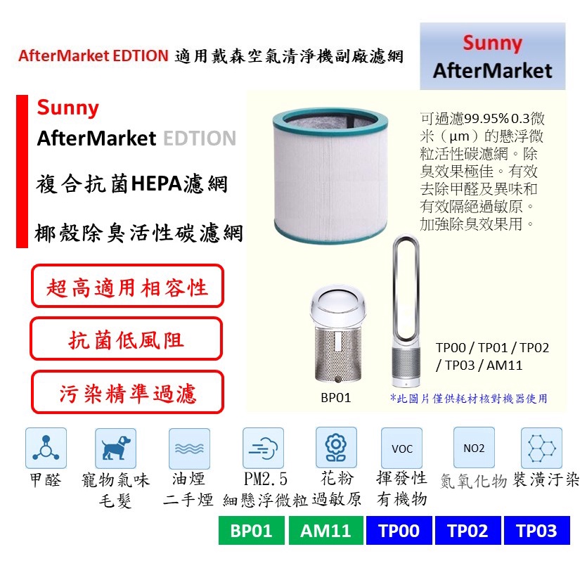 適用 Dyson 戴森 TP00 TP01 TP02 TP03 AM11 BP01 空氣清淨機 濾網 濾芯