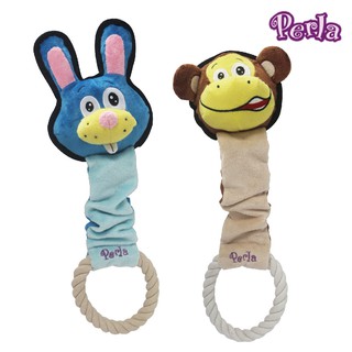 Perlapets 絨毛填充玩具 彈性拉繩互動款 兔子/猴子 中大型犬適用 寵物玩具 動物造型玩具 狗玩具 耐咬玩具