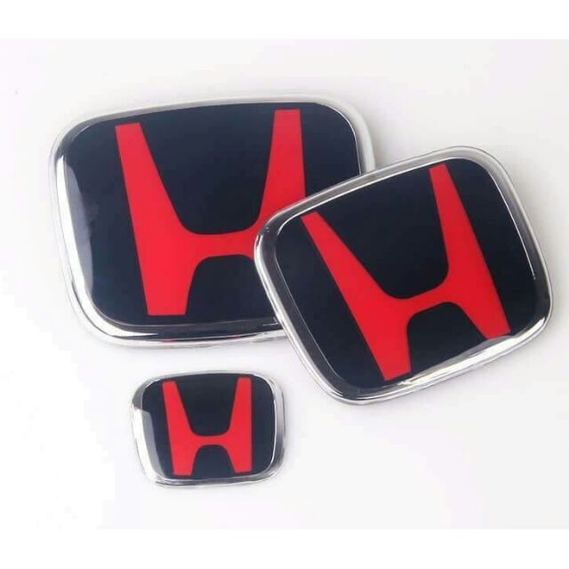 Honda車系黑底紅h Logo一組前 後 方向盤logo 蝦皮購物