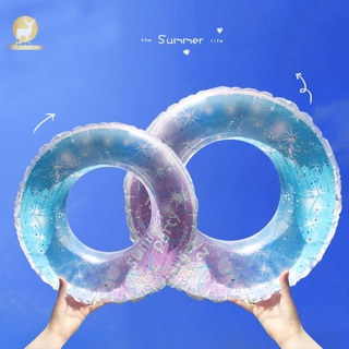 青少年充氣圓形閃光游泳圈 / 亮片彩虹游泳圈兒童配件 / 沙灘泳池派對玩具禮物