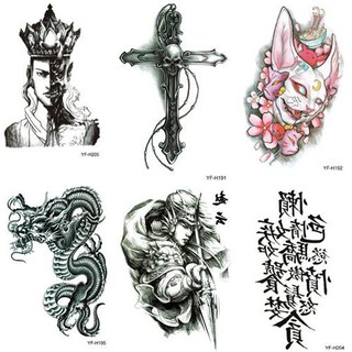 卍 包郵花臂半臂紋身貼防水持久仿真刺青社會男女半僧半魔紋身貼貼紙刺青草寫燙金大腿造型燙銀罪花懶人兄弟