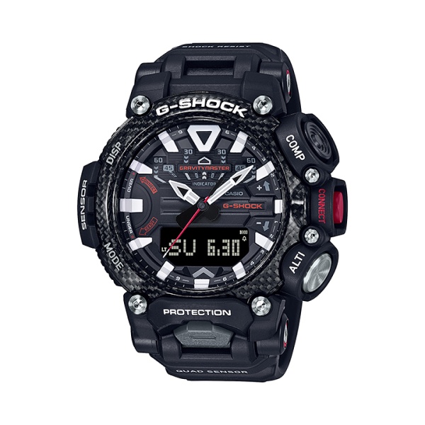 【CASIO G-SHOCK】藍牙飛行錶碳纖維防護運動腕錶-黑 GR-B200-1A