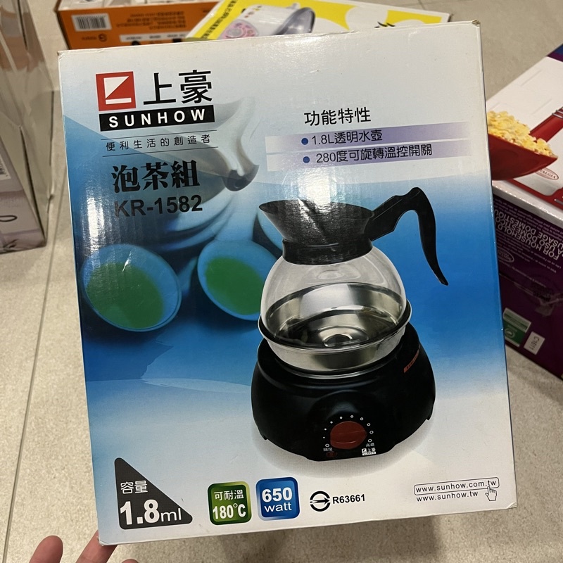 全新未拆/泡茶壺 /泡茶組/SUNHOW上豪 1.8L KR-1582/電熱水壺 電茶壺 花茶壺