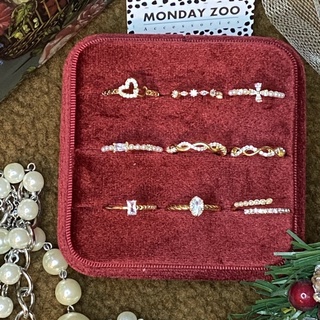★MONDAY ZOO★免運高階 天鵝絨 三排 珠寶 飾品 耳環 戒指 收納盒 珠寶盒 飾品盒 首飾盒 戒指盒