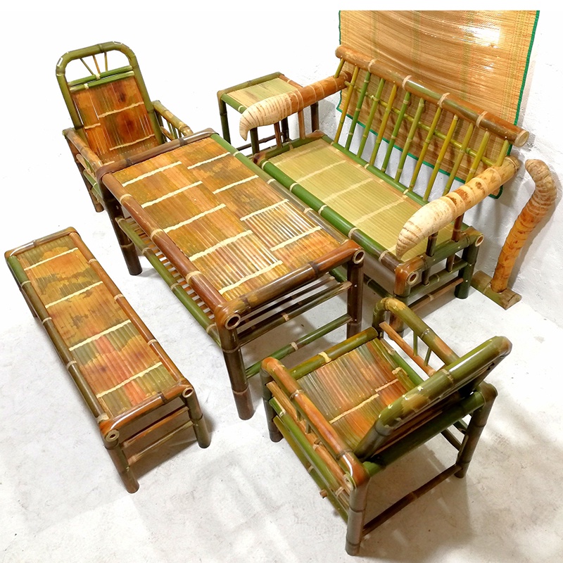 長沙發茶幾全套竹椅子靠背椅竹子茶桌復古懷舊手工竹藝長板凳桌椅