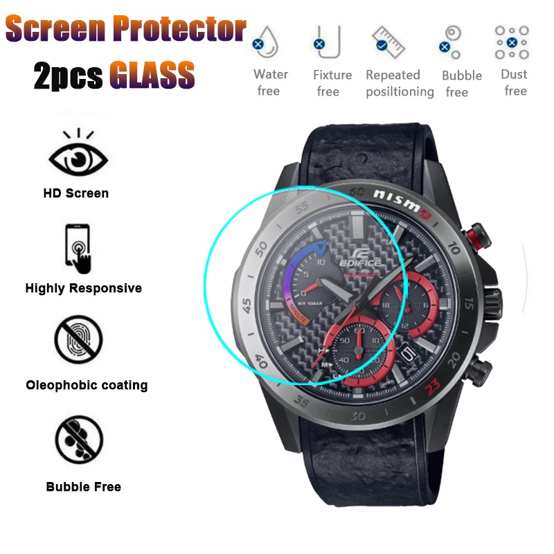 2PCS鋼化玻璃保護器HD荧幕保護玻璃膜用於卡西歐EDIFICE EQS-930NIS-1A