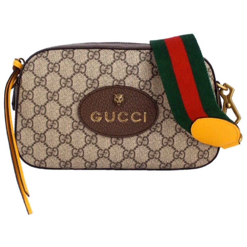 《全新正品》Gucci虎頭logo防刮皮革相機包 斜背包