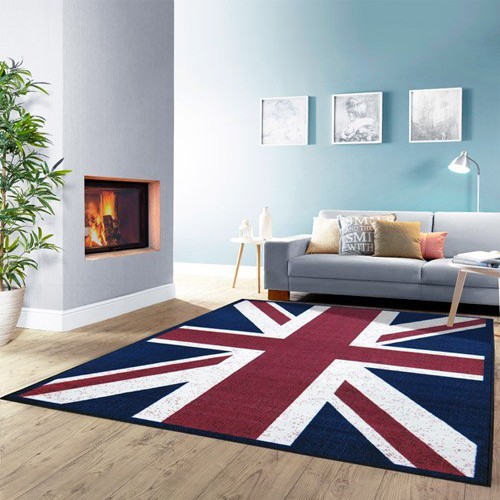 【范登伯格】奧斯頓-旗威 英國國旗地毯大+小合購-160x230cm+踏墊44x65cm