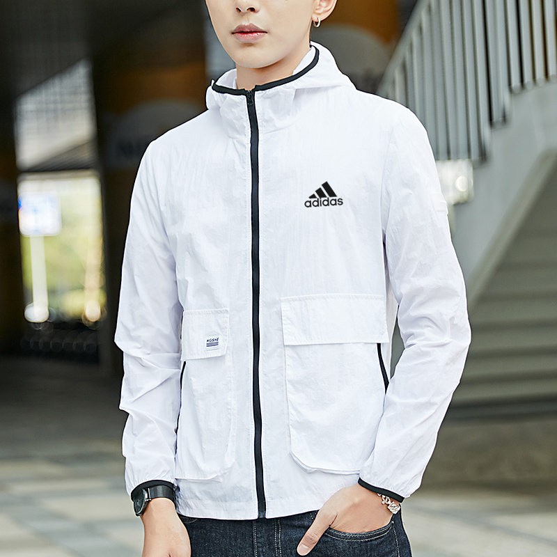 Adidas 愛迪達薄款皮膚衣抗紫外線防曬外套男女運動外套防曬衣薄款外套 蝦皮購物