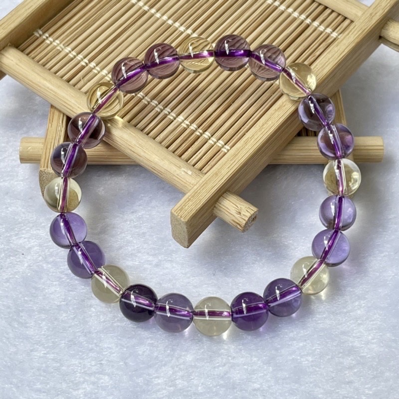 紫黃晶手串/手珠/手鍊/手鏈 8mm 紫水晶 黃水晶