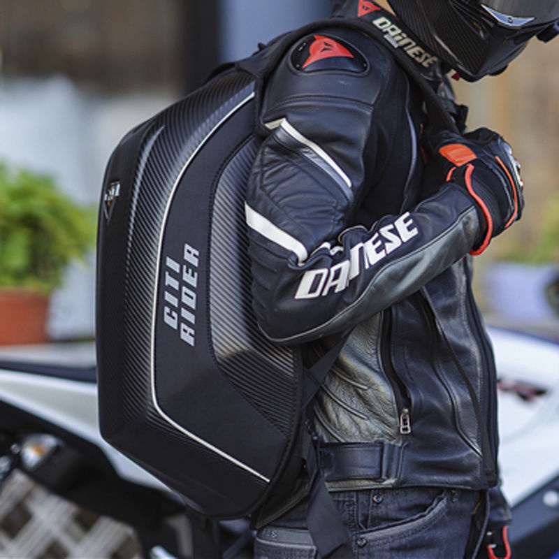 書包背包騎士包citirider碳纖紋摩托車后備騎士背包雙肩頭盔硬殼防水反光戶外