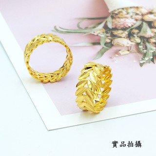 金色桂冠葉 寬版金戒指 H3937 簡約基本款 典雅時尚 韓風 仿金女戒 防退色 鍍24K金色