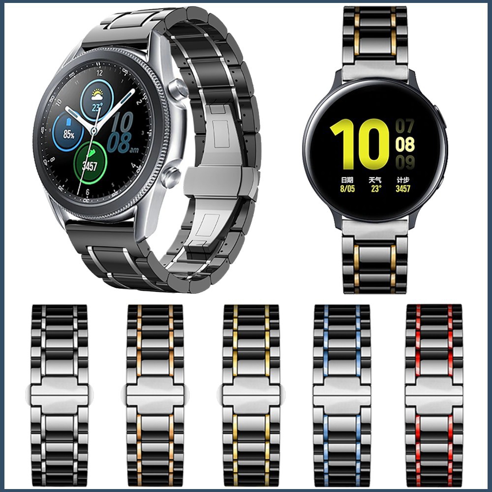 適用三星Samsung Galaxy Watch 3 45mm 41mm/Active 2三星watch3陶瓷蝴蝶扣表帶
