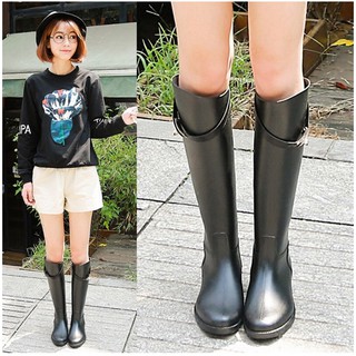 🔥韓國時尚雨靴女高筒防滑KELLY鎖扣長筒雨鞋 雨鞋女時尚款外穿雨靴