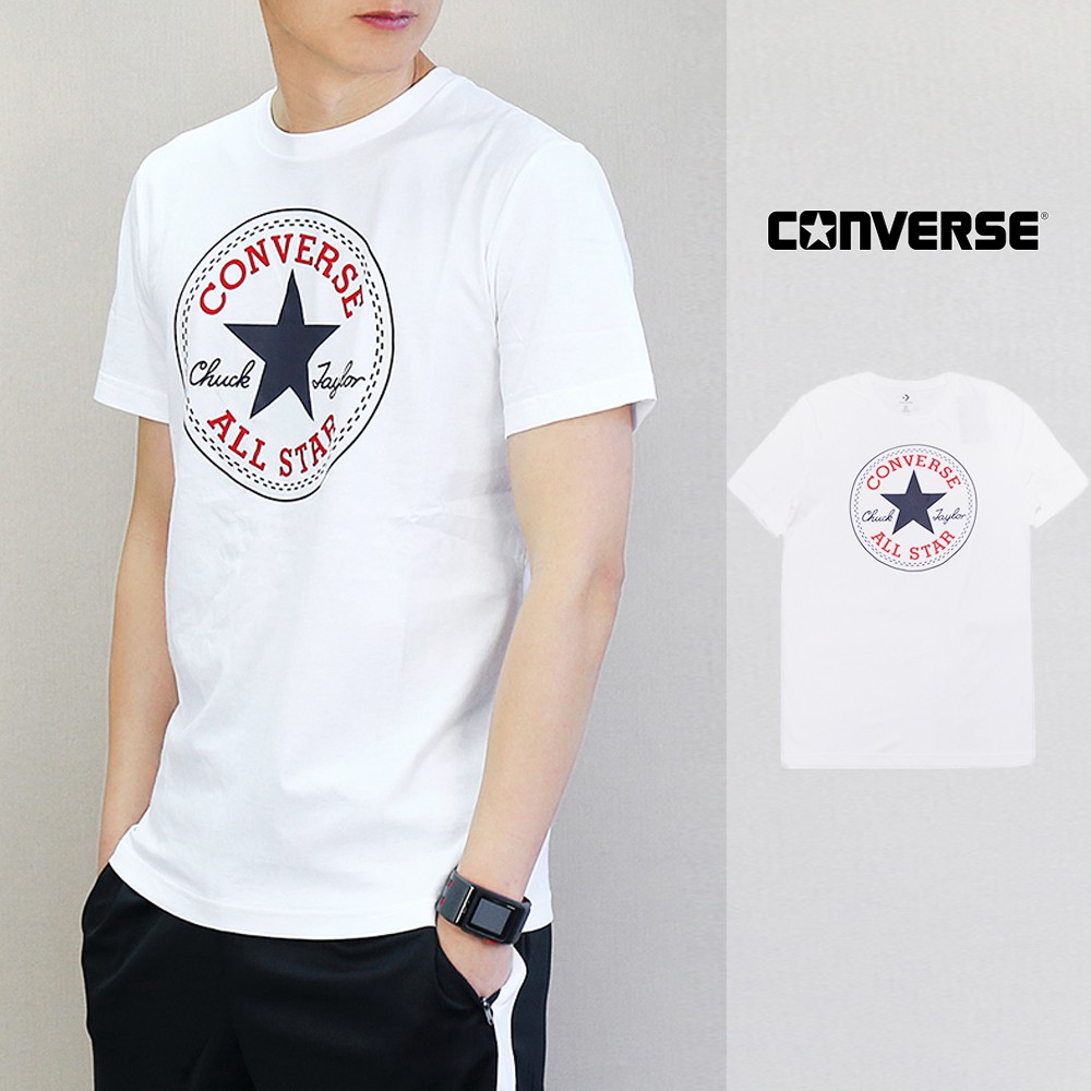 Converse All Star 白 短袖T恤 休閒 純棉 素色 短T 基本款 Logo
